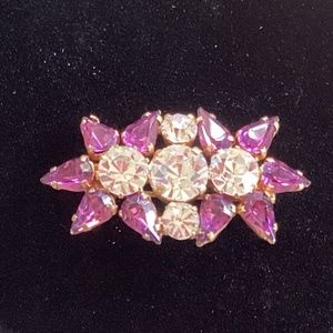 Purple and Rhinestone Brooch 1.5” x1”